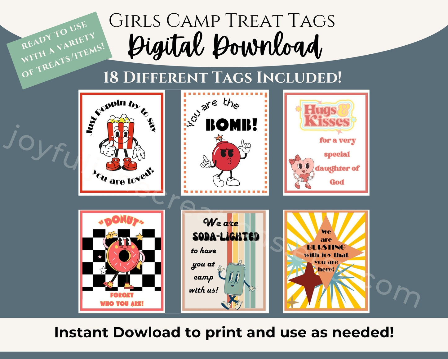 LDS Girls Camp Treat Tags - 18 Printable Designs - Digital Download