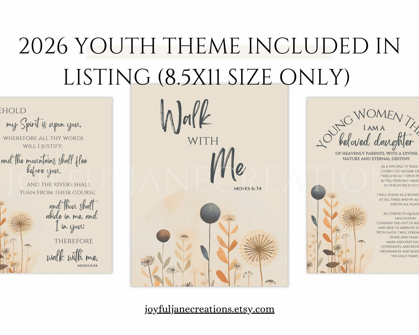 2026 Young Women Presidency Planner - "Walk with Me" Editable LDS Youth Theme Binder