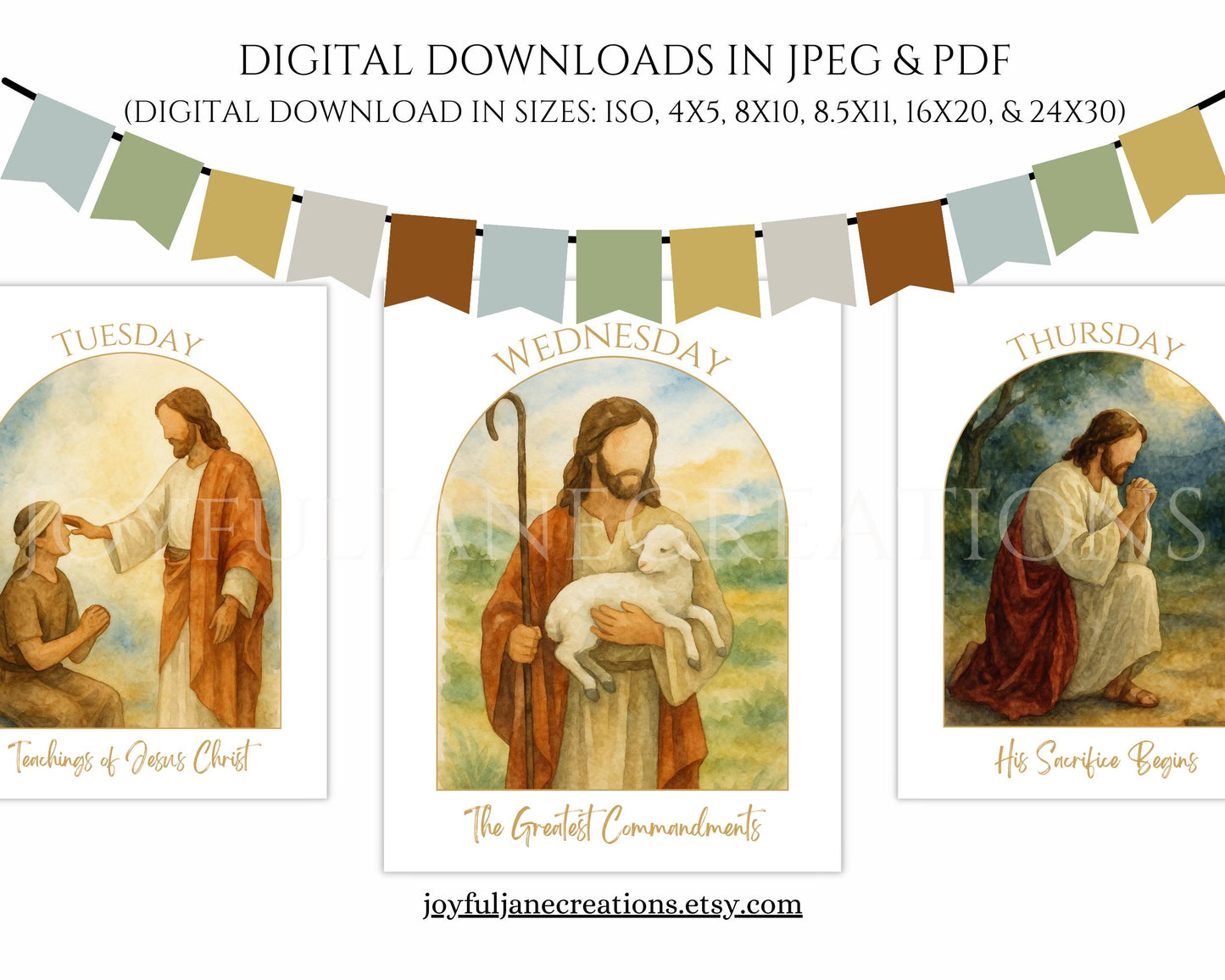 Holy Week Study Cards - Easter Story Printables with QR Code Videos DIGITAL DOWNLOAD