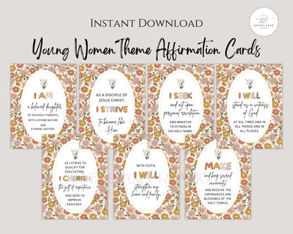 LDS Young Women Theme Affirmation Cards - "I Am a Disciple of Jesus Christ" Printable Set
