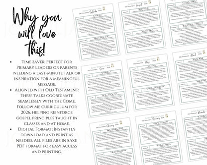 2026 LDS Primary Talks - 104 Pre-Written Talks & 52 Scriptures for Old Testament