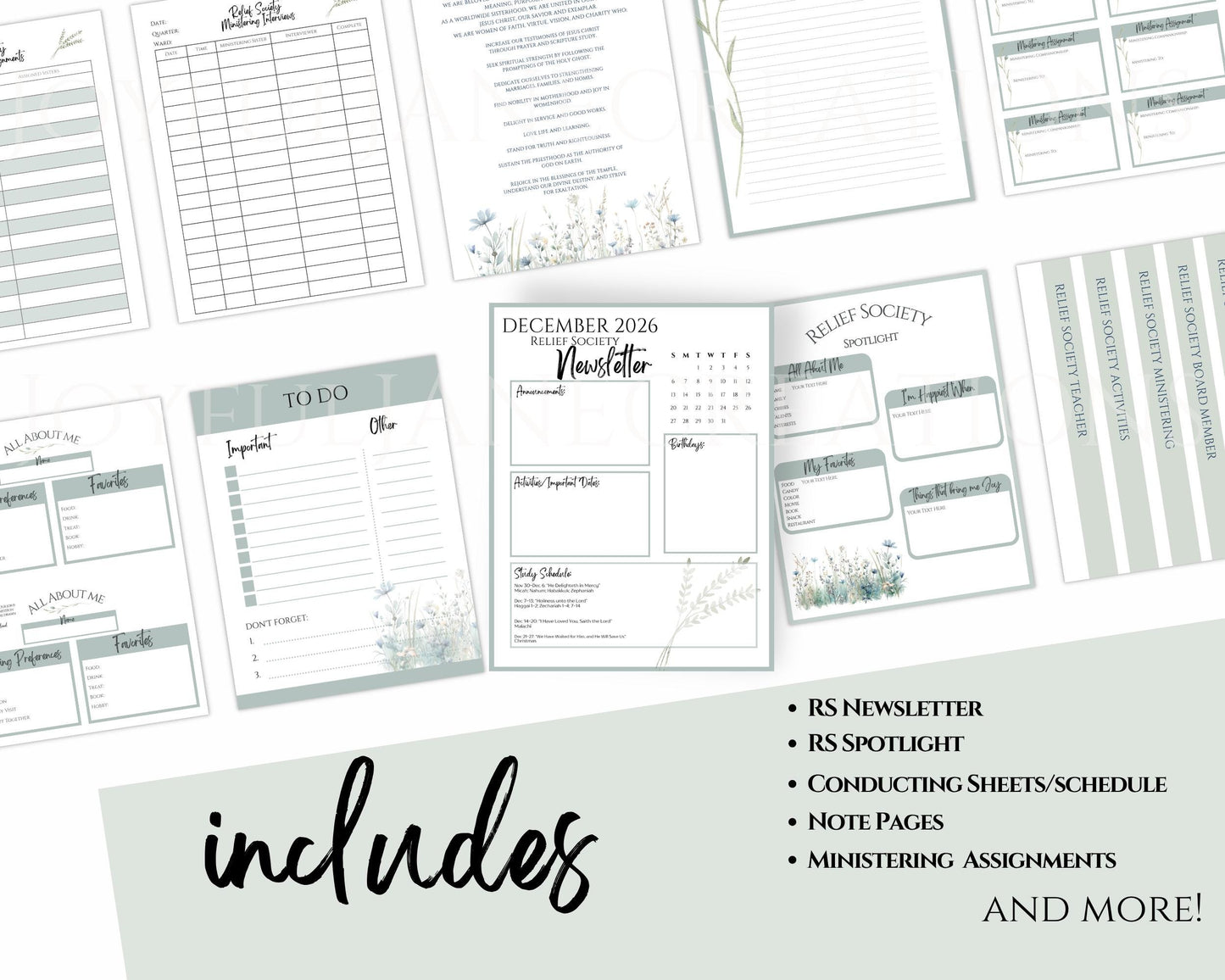 LDS Relief Society Presidency Planner - 2026 Editable Binder with Newsletter & Calendar