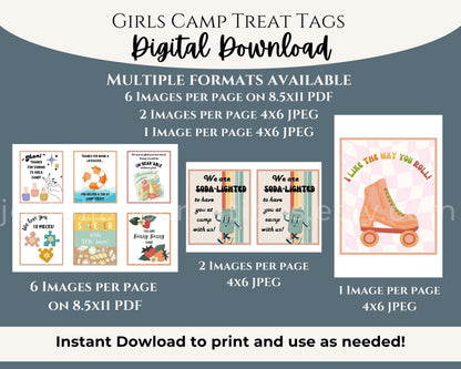 LDS Girls Camp Treat Tags - 18 Printable Designs - Digital Download