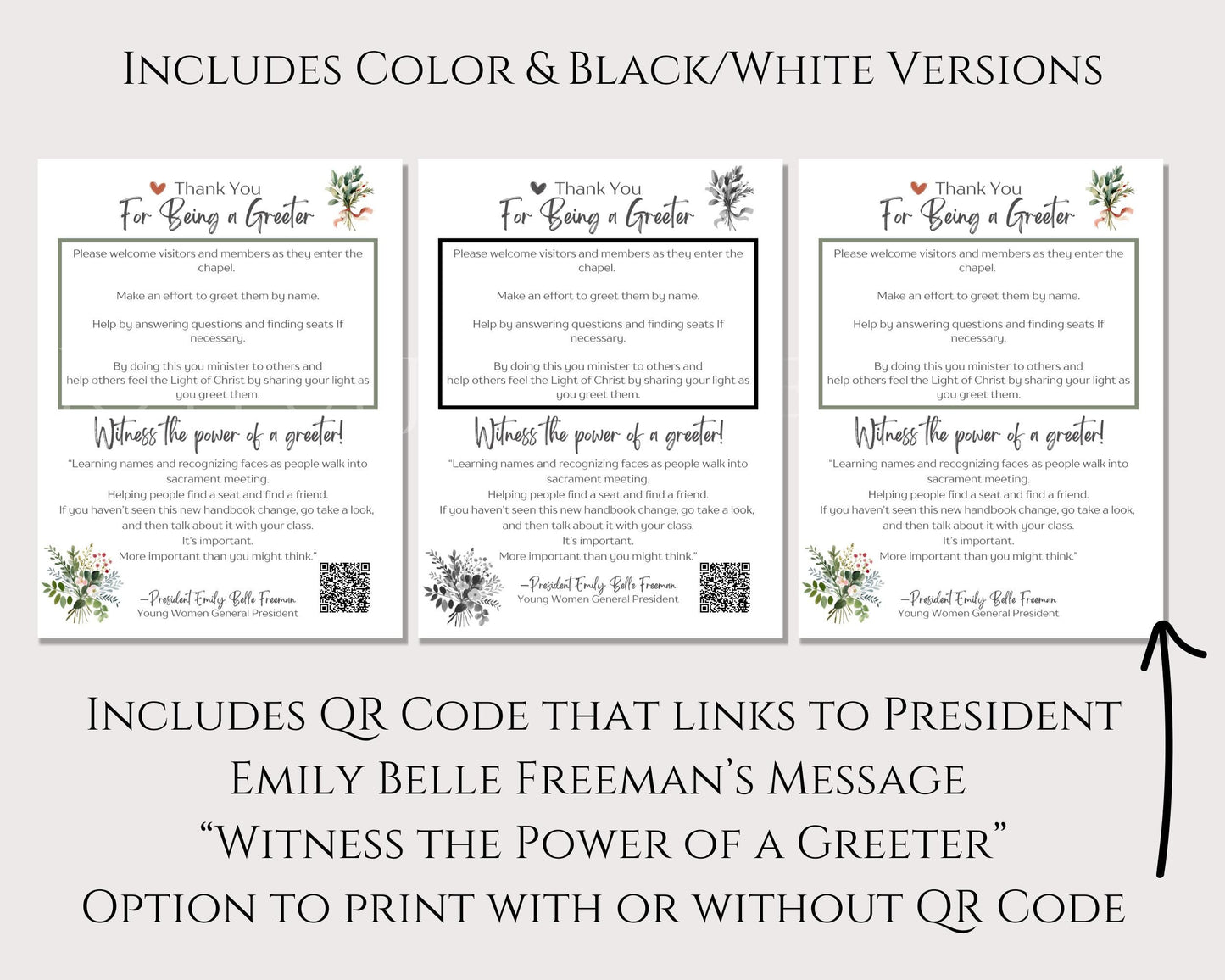 "Young Women Greeter Thank You Handout - LDS Youth Printable"