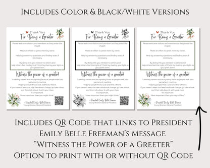 "Young Women Greeter Thank You Handout - LDS Youth Printable"