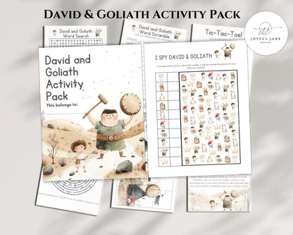 David and Goliath Bible Activity Pack - 12 Printable Pages for Sunday School & Homeschool - Digital Download