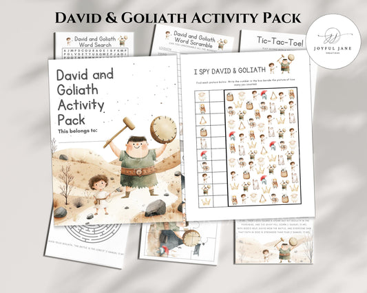 David and Goliath Bible Activity Pack - 12 Printable Pages for Sunday School & Homeschool - Digital Download