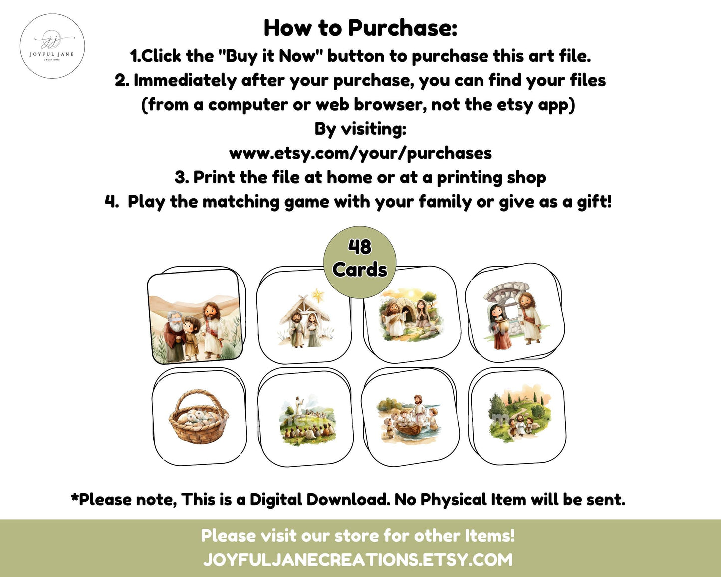 Jesus Memory Match Cards - Christian Education Printable for Kids & Families