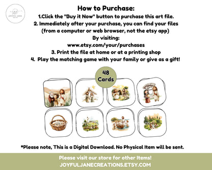 Jesus Memory Match Cards - Christian Education Printable for Kids & Families