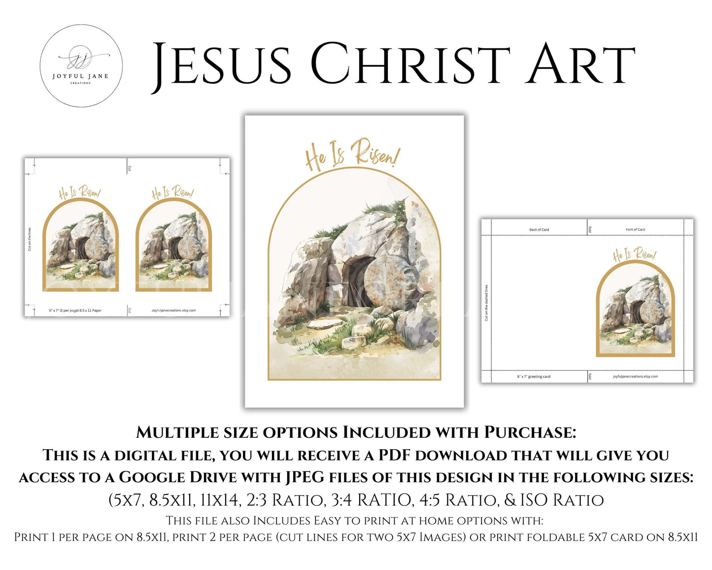 "He is Risen" Easter Wall Art - Jesus Christ Victorious Holy Week Printable