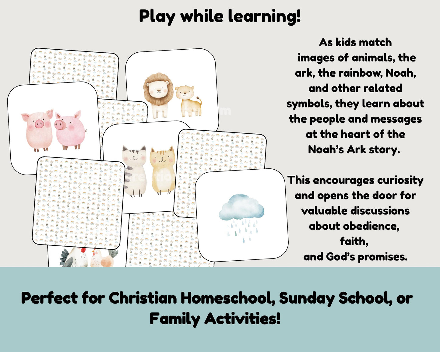 Noah's Ark Memory Match Cards - Bible Activity Printable for Kids & Sunday School - Digital Download