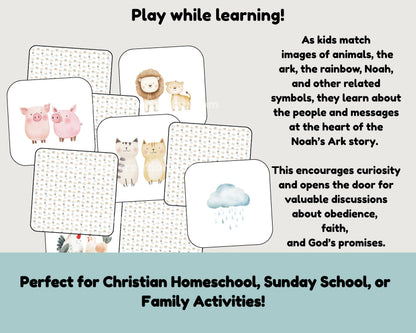 Noah's Ark Memory Match Cards - Bible Activity Printable for Kids & Sunday School - Digital Download