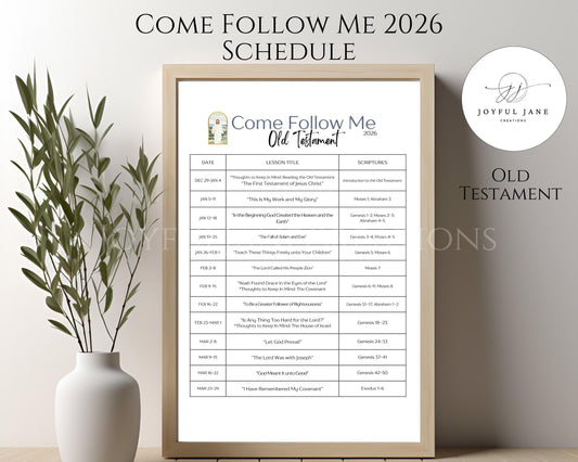 Come Follow Me 2026 Old Testament Schedule - LDS Sunday School Reading Chart