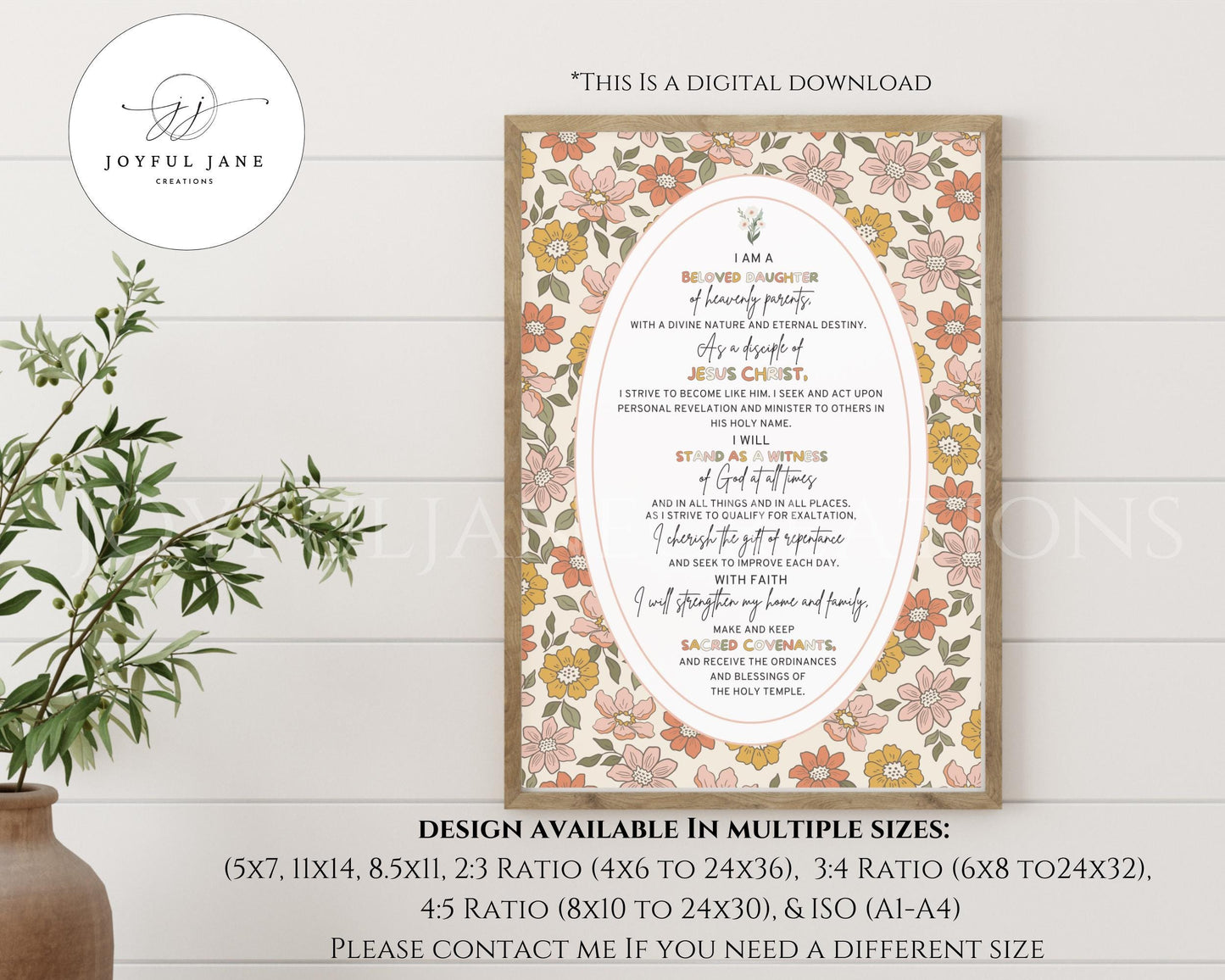 LDS Young Women Theme Poster - Bulletin Board Printable