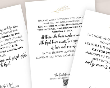 President Russell M. Nelson - 50 Printable Quote Cards with QR Codes - Digital Download