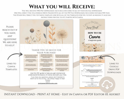 2026 Young Women Presidency Planner - "Walk with Me" Editable LDS Youth Theme Binder
