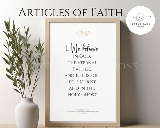 LDS Articles of Faith Printable Posters - 13 Individual Prints for Primary & Home