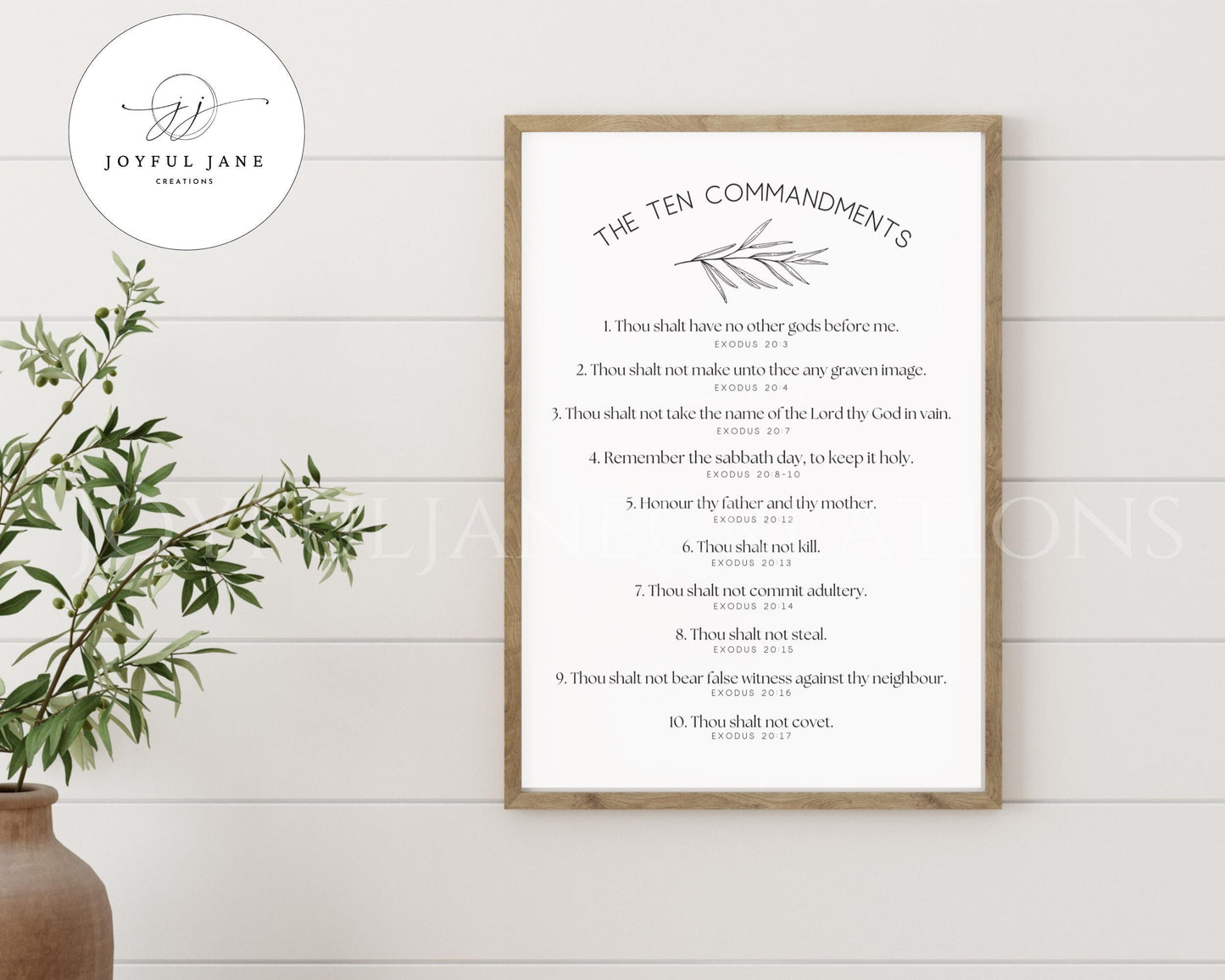Ten Commandments Printable Art - Bible Verse Wall Art for Sunday School & Home