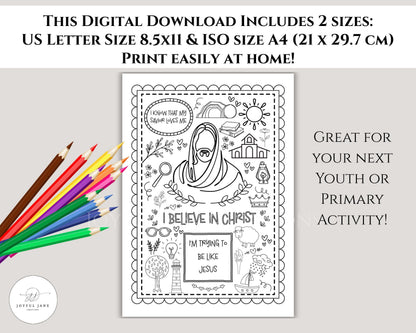 "I Believe in Christ" LDS Coloring Page - Primary & Youth Activity Printable