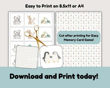 Noah's Ark Memory Match Cards - Bible Activity Printable for Kids & Sunday School - Digital Download
