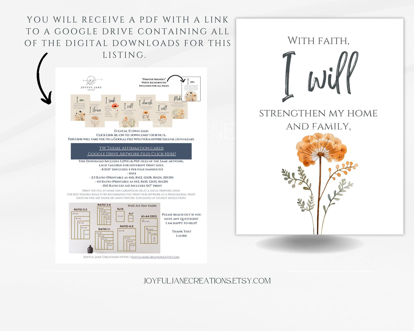 Young Women Theme Affirmation Cards - 7-Card Printable Set - Digital Download