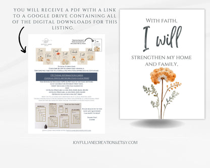 Young Women Theme Affirmation Cards - 7-Card Printable Set - Digital Download