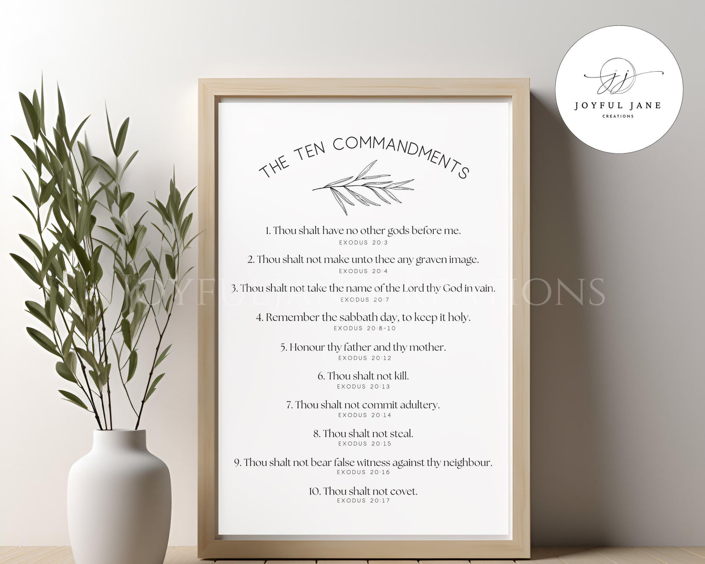 Ten Commandments Printable Art - Bible Verse Wall Art for Sunday School & Home