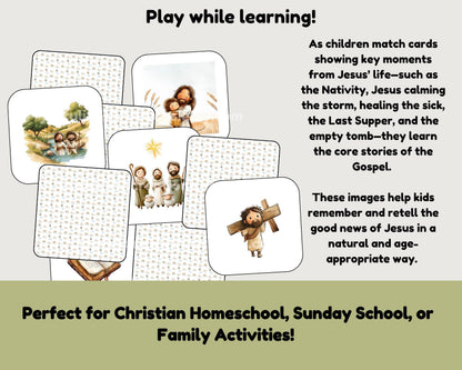 Jesus Memory Match Cards - Christian Education Printable for Kids & Families