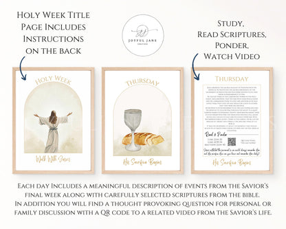 Holy Week Study Cards - Easter Story Printables with QR Code Videos
