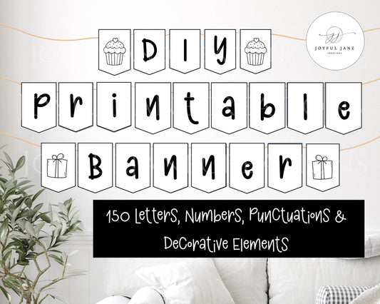 DIY Custom Banner Printable - 150 Elements for Parties, Events & Bulletin Boards