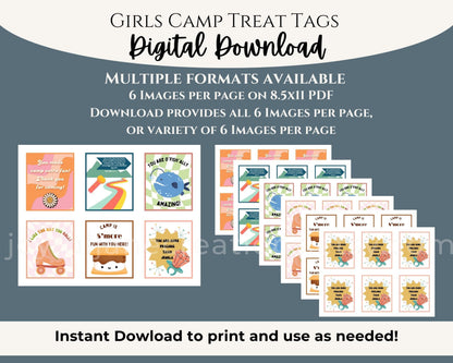 LDS Girls Camp Treat Tags - 18 Printable Designs - Digital Download