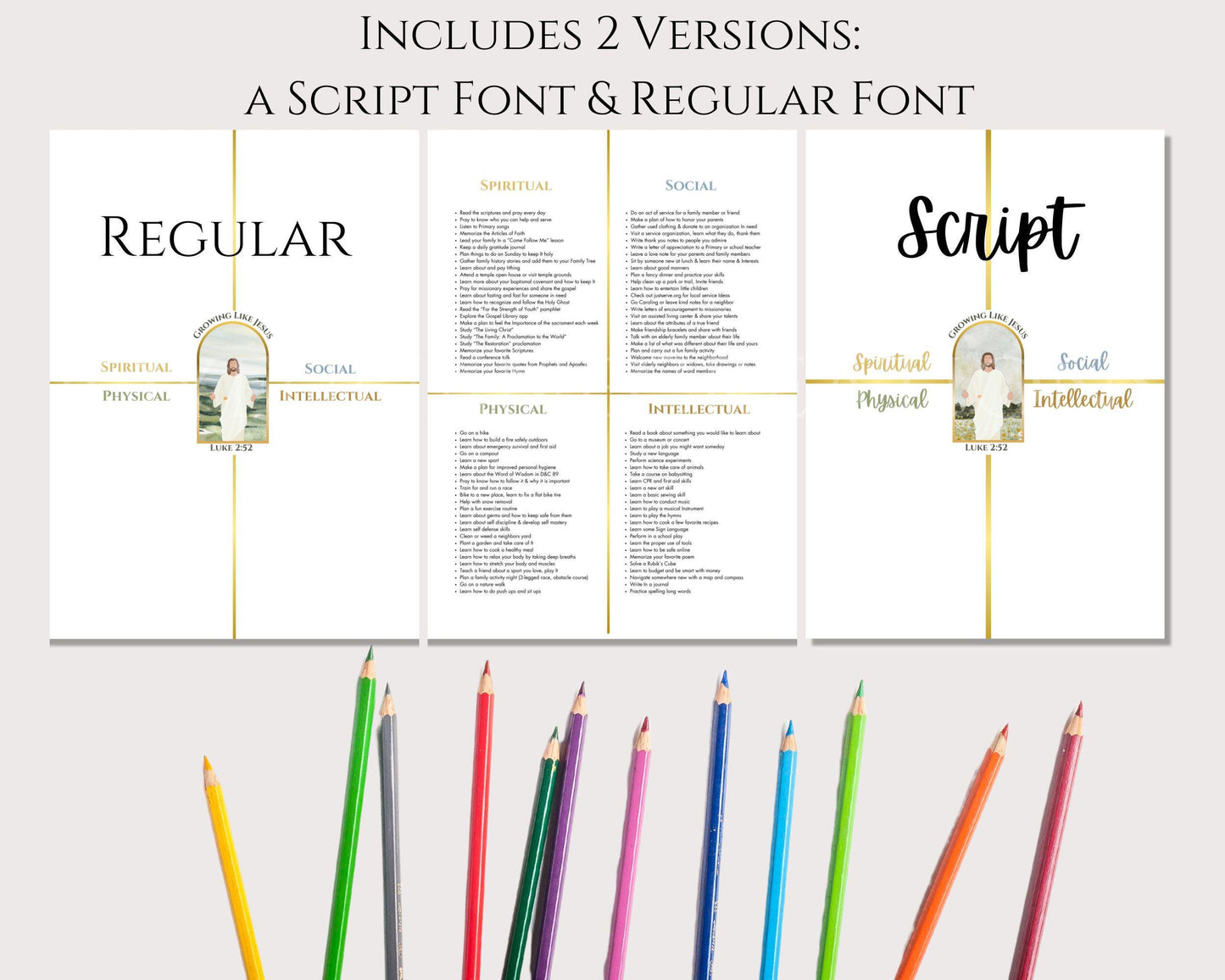 LDS Children & Youth SIPS Goal Sheet - Luke 2:52 Printable with Editable Canva Template
