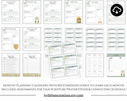 2026 LDS Primary Presidency Planner - Editable Binder with Music Schedule & Calendars
