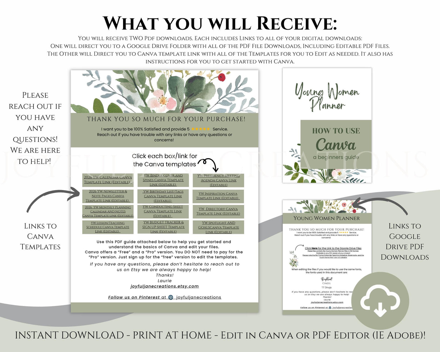 2026 Young Women Presidency Planner - "Walk with Me" Editable LDS Youth Theme Binder