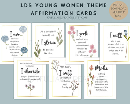 LDS Young Women Theme Affirmation Cards - "I Am a Disciple of Jesus Christ" Printable Set
