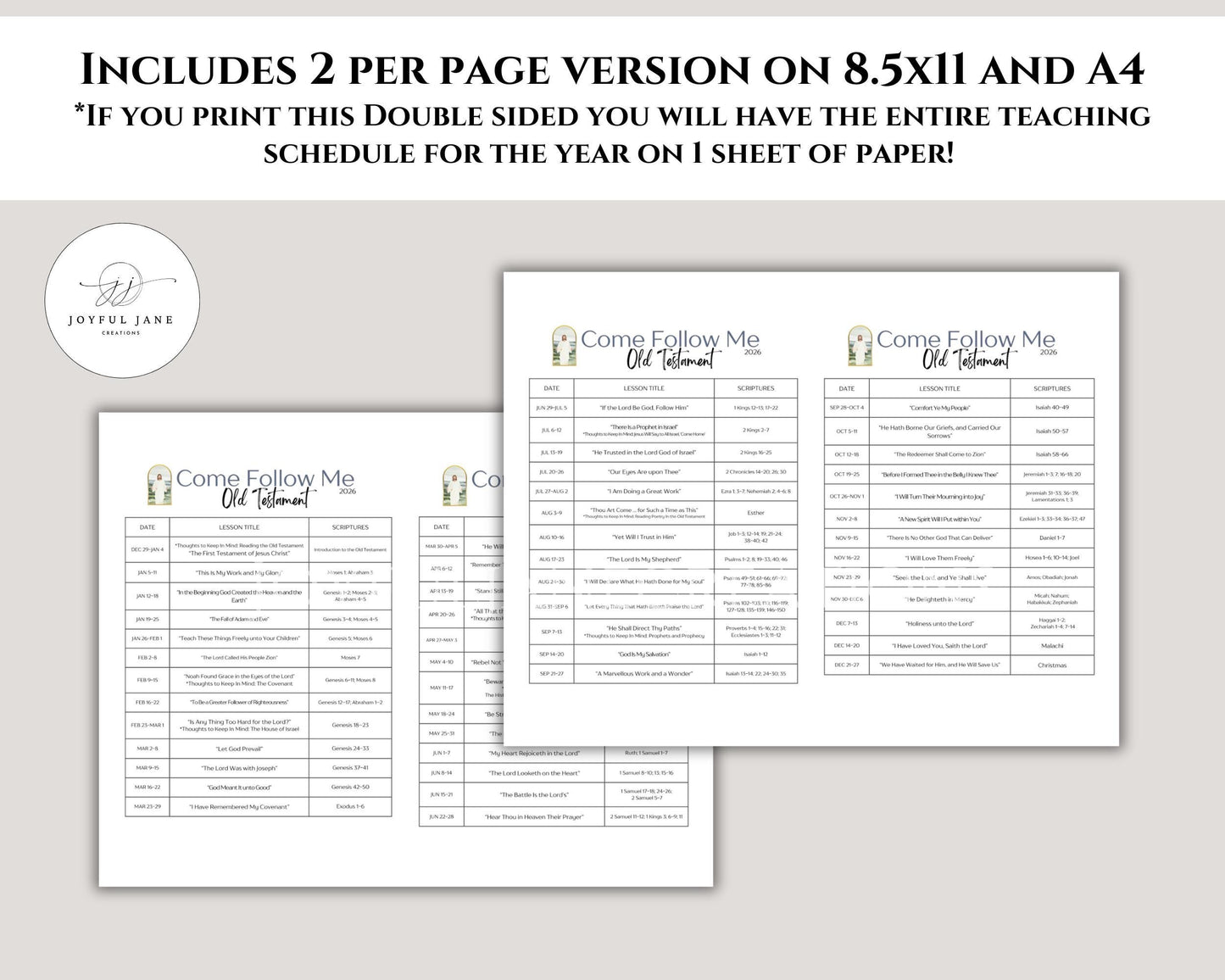 Come Follow Me 2026 Old Testament Schedule - LDS Sunday School Reading Chart