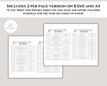 Come Follow Me 2026 Old Testament Schedule - LDS Sunday School Reading Chart