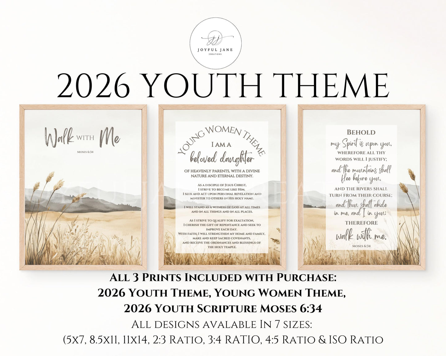 2026 LDS Youth Theme Bundle - "Walk with Me" Moses 6:34 - 3 Design Set
