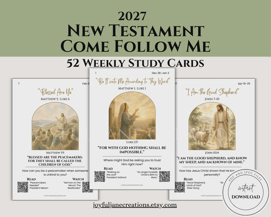 2027 Come Follow Me New Testament Printable Scripture Cards – LDS Weekly Study Cards